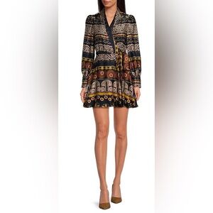 Chelsea & Violet Wrap-Style Bohemian Patterned Mini Dress Size 4 NWT